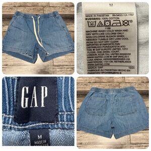 Gap Drawstring Jean Shorts Women’s M Blue Light Wash (Inseam 4) 100% Cotton